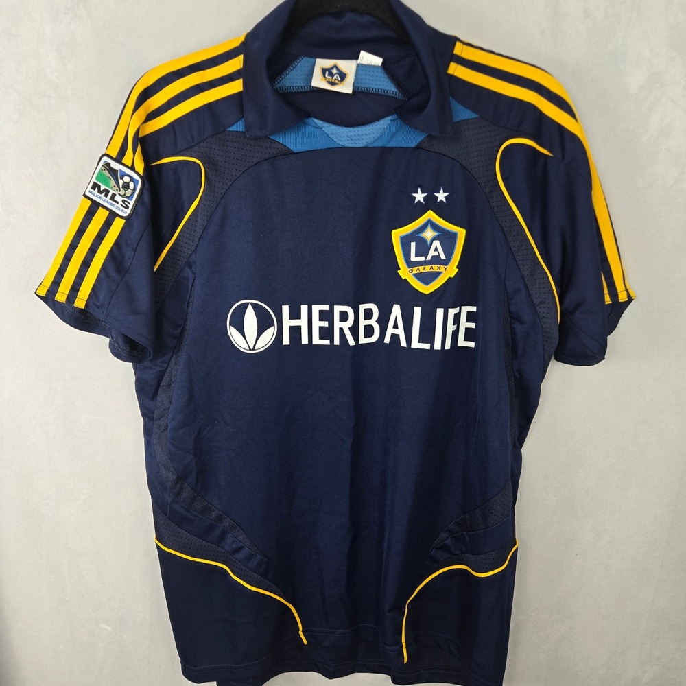 LA Galaxy David Beckham 23 MLS Soccer Jersey Navy Blue Mens M Herbalife 2007-08
